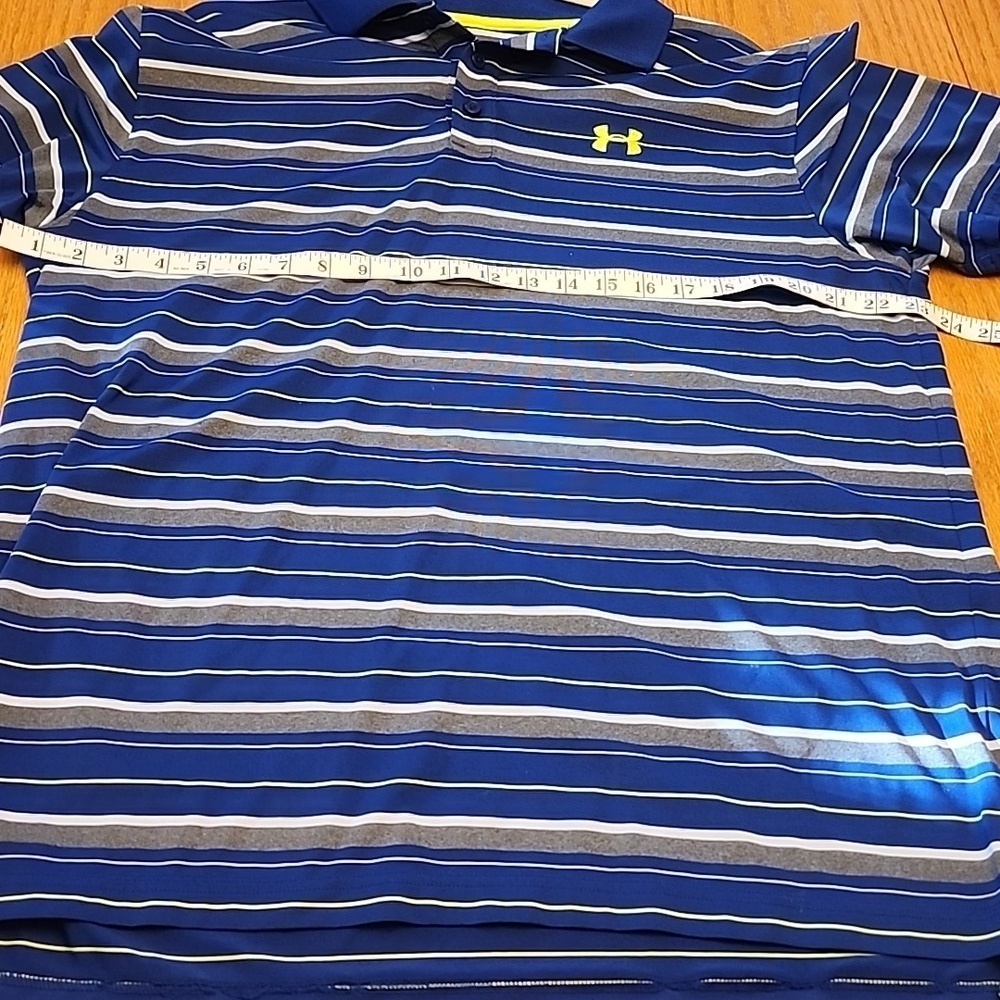 Under Armour Blue and White Striped Polo Shirt - Picture 5 of 9